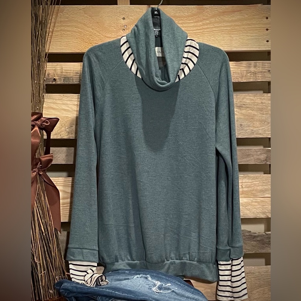 NWT-Cowl Neck Sweater Teal Green
